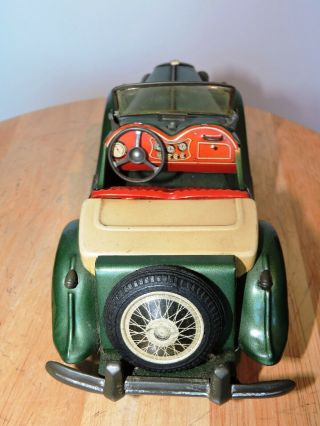 Vintage 1954 Bandai MG TF Midget Friction Tin Toy Car Green 6