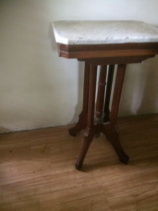 Vintage Solid Marble Top Table End Table Side Table Solid Wood