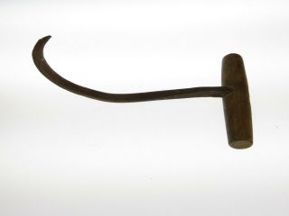 Antique Vintage Cargo Ice Hay Bale Meat Hook Wood Handle Farm Tool Rustic Decor