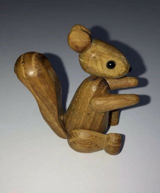 Rare Vintage Zoo Line Mini Squirrel 1960s Solid Wood,  Sticker