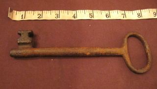 Huge Antique Hand Made Wrought Forged Iron 17th Century Skeleton Lock Key Old.