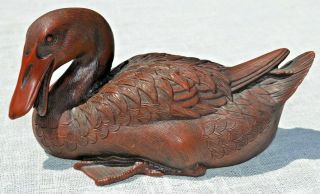 Heavy Carved Duck Figurine Statue Gift Collectible China Shou Shan Stone Ware