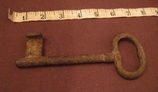 Huge Antique Hand Made Wrought Forged Iron 17th Century Skeleton Lock Key Old