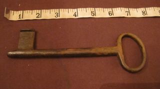 Huge Antique Hand Made Wrought Forged Iron 17th Century Skeleton Lock Key Old.  4