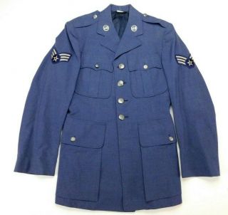 Vietnam Us Air Force Tropical Service Dress Blue 1084 Wool Coat Jacket 37 Reg