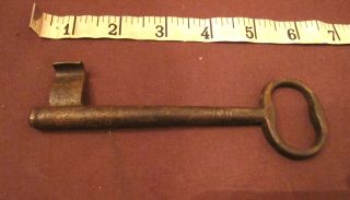 Huge Antique Hand Made Wrought Forged Iron 18th Century Skeleton Lock Key Old.