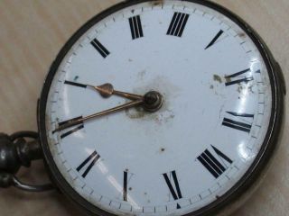 Vtg Antique British London Sterling Silver Pocket Watch BN m Parts Repair 5