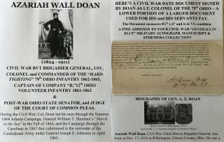Civil War General Colonel 79th Ohio Infantry 12th Oh Senator Document Signed 