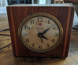 Telechron Electric 7h139 Art Deco Solid Wood Alarm Clock