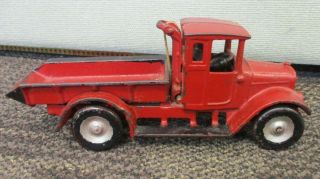 Vintage Arcade Cast Iron International Harvester Red Baby Dump Truck