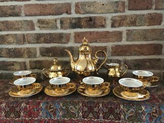 Antique Bavaria Coffee Set Gold Plated And Hand Made (6 Persons)