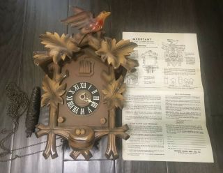 Vtg Cuckoo Clock Black Forest Bird Repair Parts Movement Instructions Mfg Co