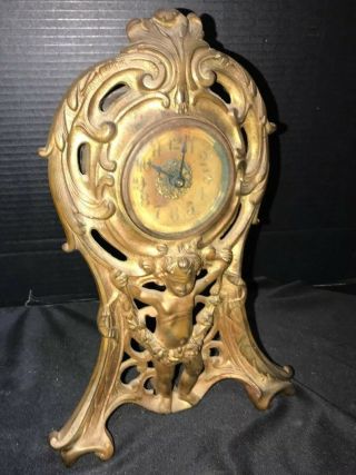 1906 Art Nouveau Cherub Western Clock Co.  Desk Mantel Clock