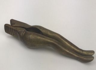 Antique Art Deco 5 " Brass Bronze Risque Nutcracker In Shape Of A Woman 