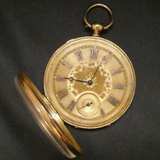 14K Gold Antique Patek Philippe Pocket Watch FOX HUNTING Floral Engraved Dial 2