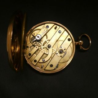 14K Gold Antique Patek Philippe Pocket Watch FOX HUNTING Floral Engraved Dial 8
