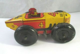 Vintage Marx Tin Litho Wind Up No.  4 Midget Racer Race Car