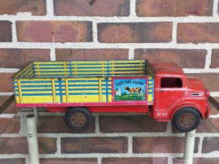 Vintage 1950’s Marx Toys Lazy Day Farms Registered Stock Tin Litho Truck