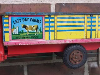 Vintage 1950’s Marx Toys Lazy Day Farms Registered Stock Tin Litho Truck 6