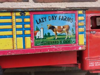 Vintage 1950’s Marx Toys Lazy Day Farms Registered Stock Tin Litho Truck 8