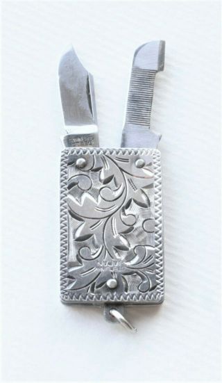 VINTAGE STERLING SILVER JAPAN JAPANESE POCKET KNIFE NAIL FILE KEY CHAIN FOB 4