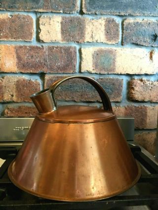 Gorgeous Mid Century Mcm Solid Copper Stovetop Whistling Kettle 50s 60s 70s