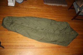 Vintage Us Army Military Sleeping Bag Feather Down Mummy Water Resistant