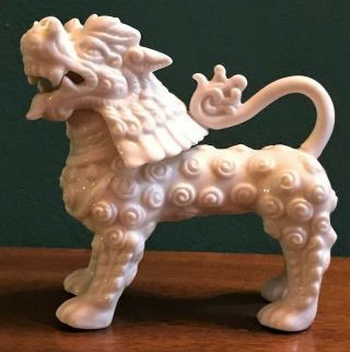 Vintage Chinese Blanc De Chine Porcelain Dragon / Foo Dog Figurine