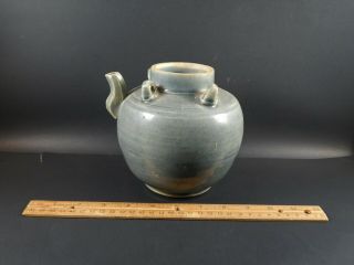 Antique Chinese Export Blue Green Celadon Teapot Wax Export Seal 19th / 20th C