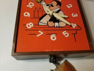 Vintage Spartus BAR IS OPEN Bartender Wall Clock Beer Sign Light 3