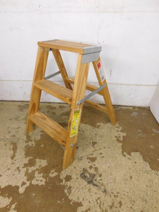 Vintage Barely Werner W130 - 4 Wood 2 Ft Step Ladder Plant Stand Home Shop