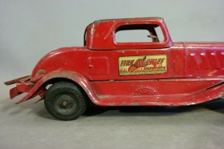 1930 ' s Antique GIRARD Old FIRE CHIEF Pressed Steel SIREN COUPE Vintage TOY CAR 3