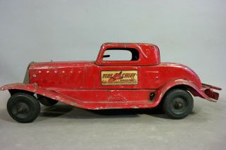 1930 ' s Antique GIRARD Old FIRE CHIEF Pressed Steel SIREN COUPE Vintage TOY CAR 5