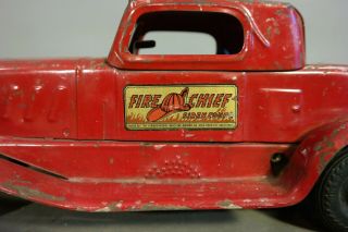 1930 ' s Antique GIRARD Old FIRE CHIEF Pressed Steel SIREN COUPE Vintage TOY CAR 6