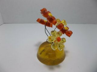 Vintage Lucite FLOWER Figurine Sculpture ORANGE Yellow Daisies 5