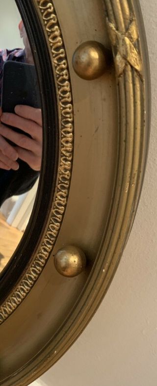 Vintage Convex Bullseye Gold Gilt Ball Round Circular Mirror 45cms Diameter. 2