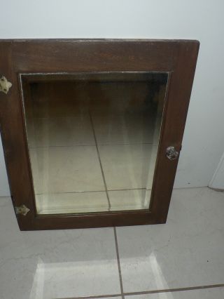 Antique Vintage Cabinet Door W/ Beveled Mirror Primative Early American Medical