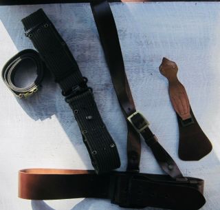Vintage Sam Browne Liberty Leather Belt And Two Other Army Belts Ww Ii