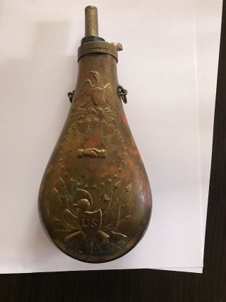 Vintage Civil War Era Peace Powder Flask