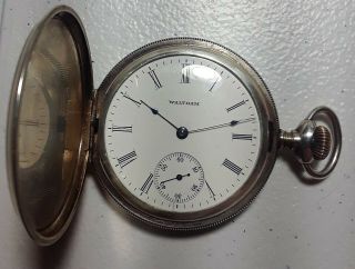 Antique Waltham Pocket Watch With Sterling Hunting Style Case Runs