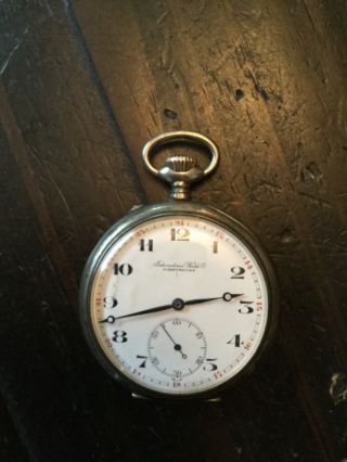 Vintage Old Swiss Iwc Schaffhausen Silver Case Pocket Watch