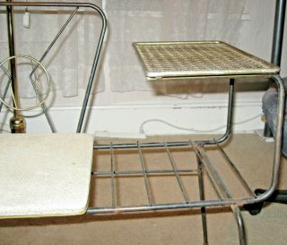 VINTAGE MID CENTURY MODERN ATOMIC SPACE AGE WROUGHT IRON TELEPHONE BENCH SEAT 4