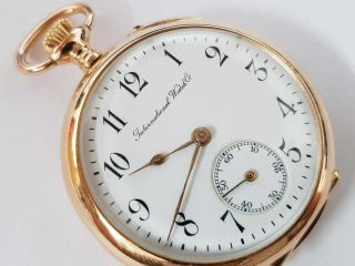 Vintage 18k Solid Gold Iwc Schaffhausen Pocket Watch 32.  2mm Swiss Made Serviced