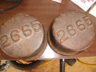 2 - Antique Cast Iron Grease Cup Hubs 2665 Large Farm Equipment Tractor Wheels