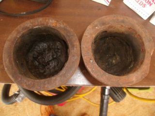 2 - ANTIQUE CAST IRON GREASE CUP HUBS 2665 LARGE FARM EQUIPMENT TRACTOR WHEELS 3