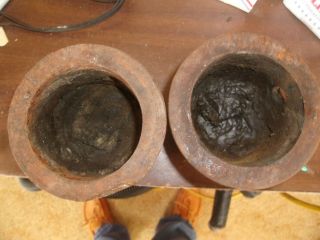 2 - ANTIQUE CAST IRON GREASE CUP HUBS 2665 LARGE FARM EQUIPMENT TRACTOR WHEELS 5