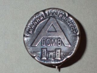 WWII Manhattan Project A Bomb Grouping - Sterling Pin,  Patch,  Article,  & Letter 2