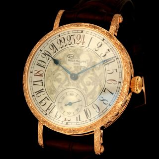 Solid 14k Gold Antique 24 - Hour Patek Philippe Watch 19 Jewels M - 1867