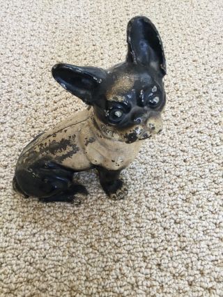 Antique Hubley Cast Iron Door Stop French Bull Dog 8” Right Facing