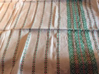 Hungarian Vintage Raw Linen Folk Art Embroidered Tablecloth & Six (6) Napkins 4